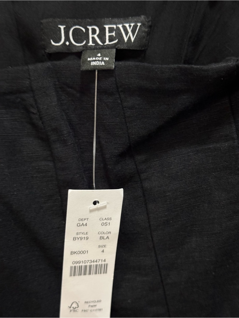 J. Crew Seamed Flare Midi Dress in Linen Blend Black 4 NWT - Picture 3 of 4